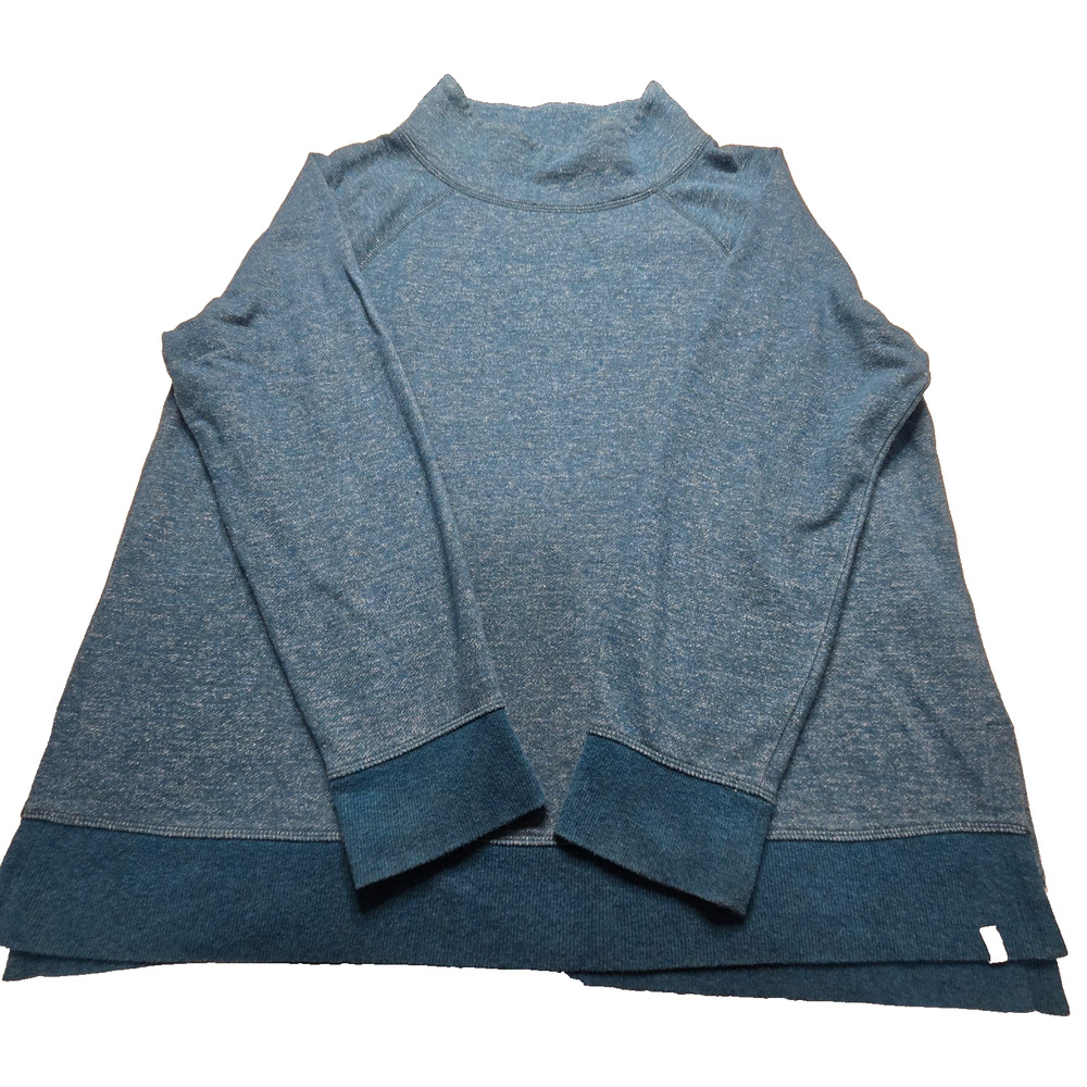 T by Talbots Women’s XL Teal Blue Heathered Mock Neck Pullover Sweatshirt